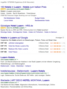 Google Suche Hotel in Luzern
